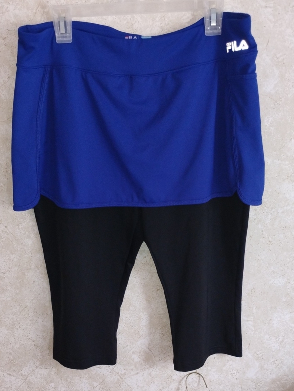 Fila Royal Blue and Black Skirted Leggings, Athletic,Pants, Size XL